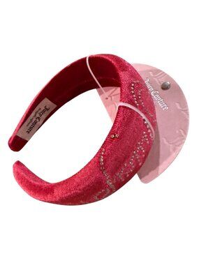 Juicy Couture Pink Plush Spa-Type Rhinestone Embellished Headband w/Pink Label
